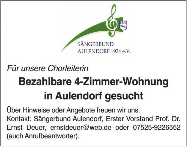 Wohnungsanzeige Chorleiterin